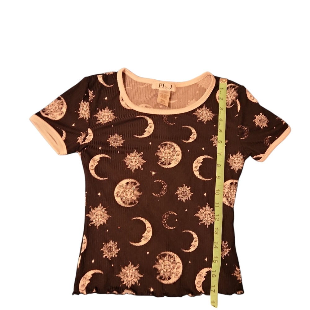 Brown and Cream Celestial Print Top